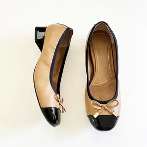 Vionic Daphne Womens 6.5 Two-Tone Leather Mod Chunky Block Heels Shoes Pumps